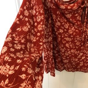 Orange Halter Cold Shoulder Top